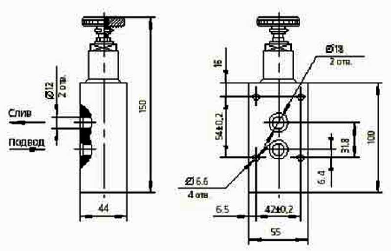 Габаритные размеры клапанов СКП 12/6,3