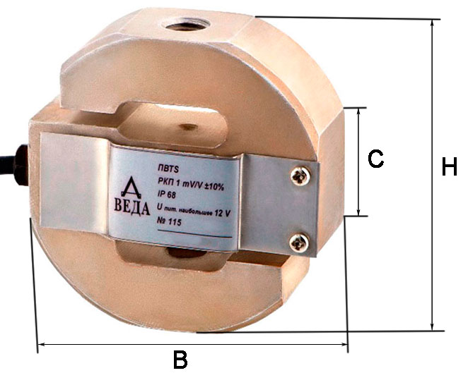 Габаритная схема тензодатчика S-образного типа (ПВТА-S)