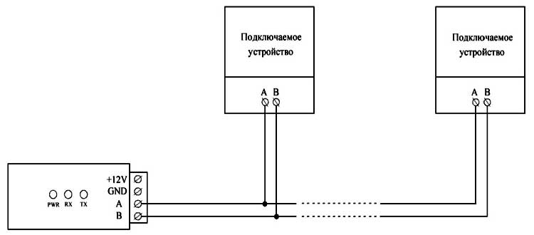 Схема подключения преобразователя USB-RS485 INAV